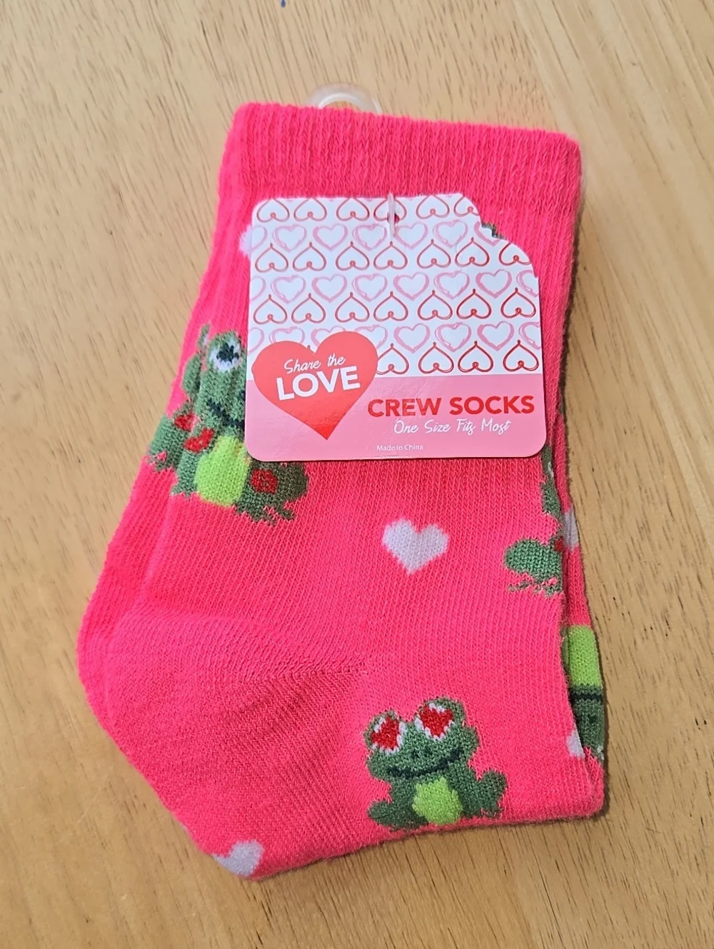 Pink Frog Green Crew Socks New Accessory Womens